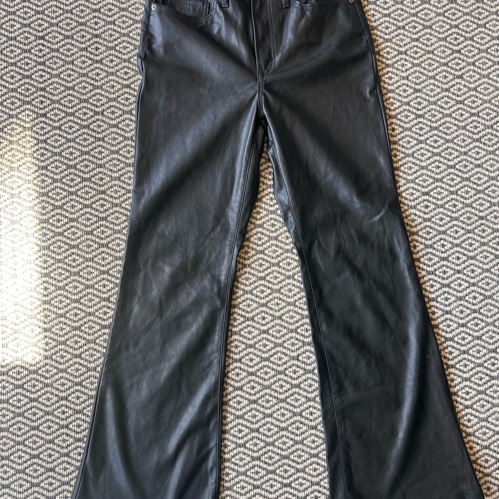 Black Faux Leather Flare Pants
